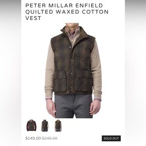 Peter Millar Men's Enfield Quilted Waxed Cotton Vest - Dark Green and Brown - L